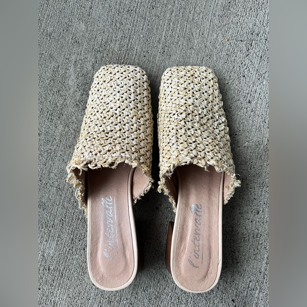 L'Intervalle Beige Woven Mules for Women Size 7